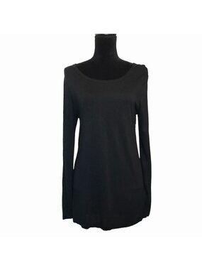 Michael Stars Women's Long Sleeve Sequin Boyfriend Crew Top in Black - OS - New